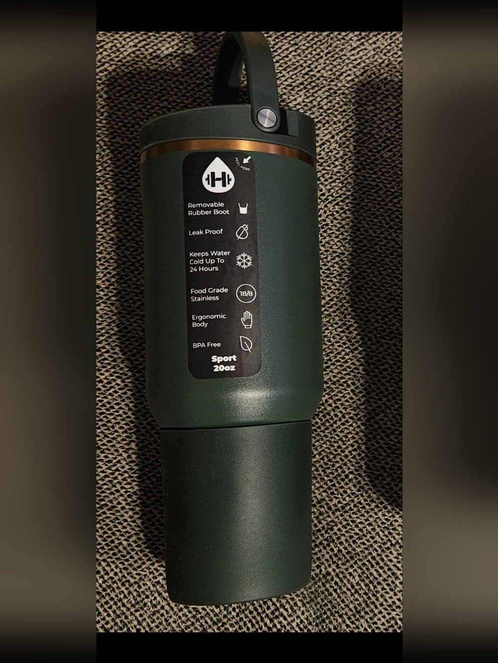 Hydrojug Insulated Pine Green Sport 20oz Tumbler with Handle